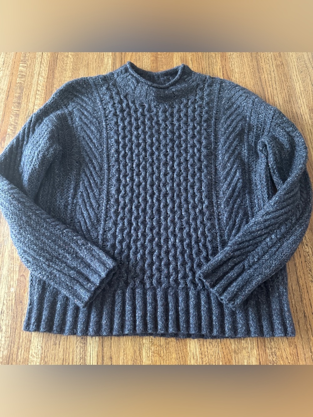 Lululemon Chunky Textured Knit Mock Neck Wool Blend Sweater Size S